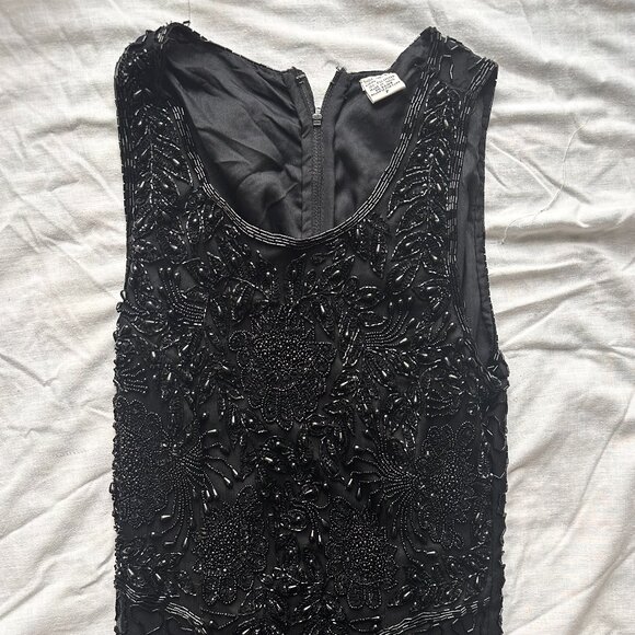 Vintage Laurence Kazar Black beaded gown - Picture 3 of 12